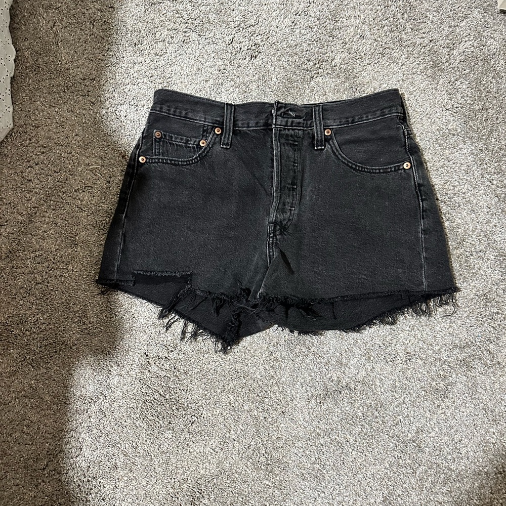 Levi's Black Jean Shorts High-Waisted Distressed